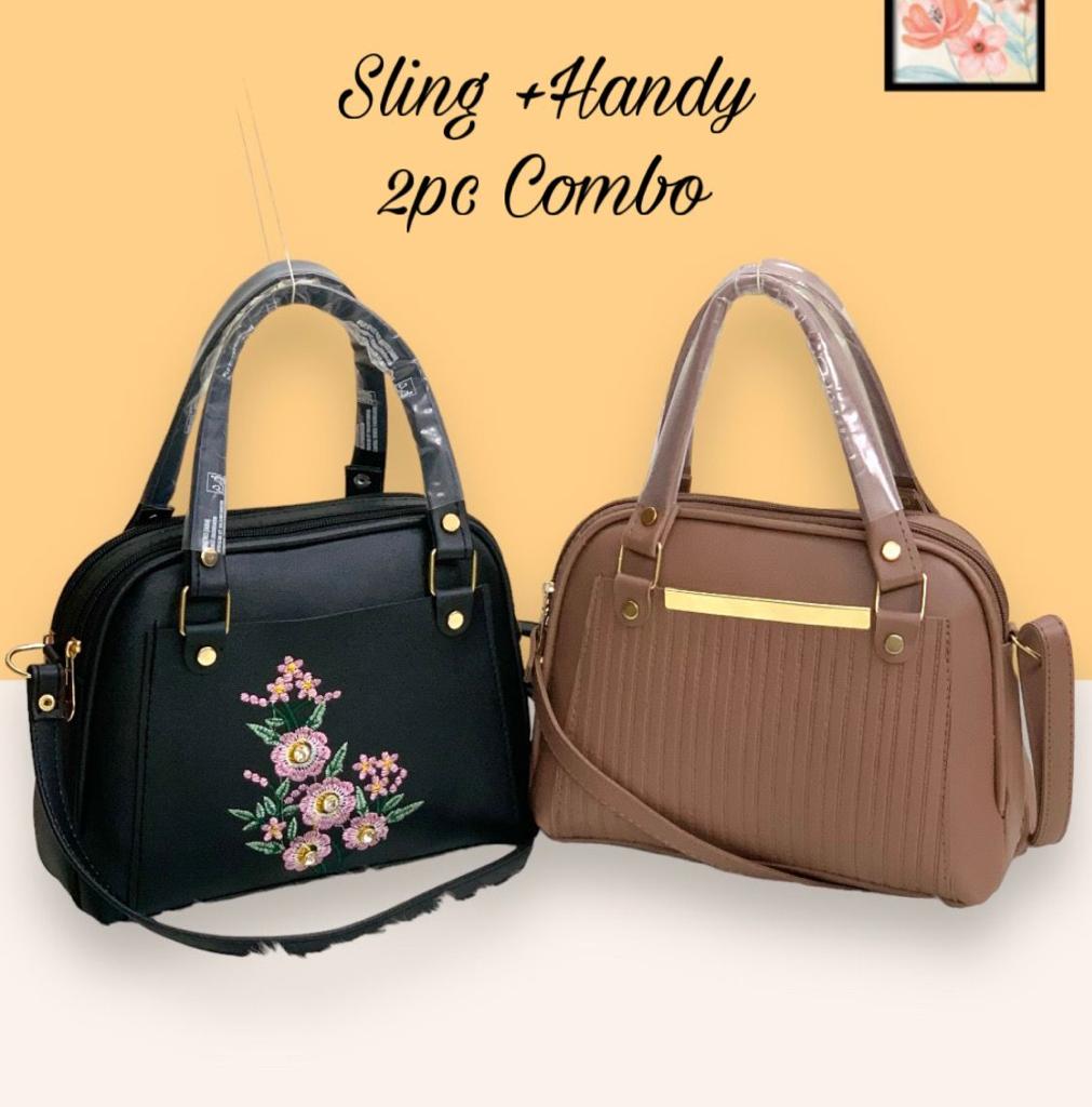 Chic Duo: PU Foam 2-Piece Combo Sling Bags Set